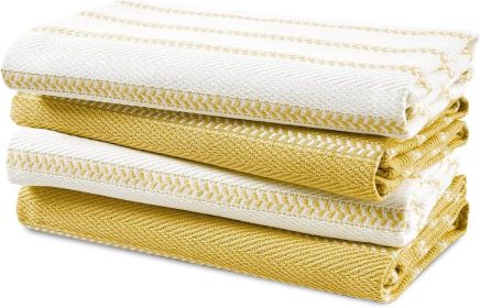 Kitchen Towels Set - Pack of 4 Cotton Dish Towels for Drying Dishes, 18'x 28', Absorbent Tea Towels, Quick Drying Kitchen Towel Set - Lemon Yello