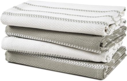 Kitchen Towels Set - Pack of 4 Cotton Dish Towels for Drying Dishes, 18'x 28', Absorbent Tea Towels, Quick Drying Kitchen Towel Set - Grey