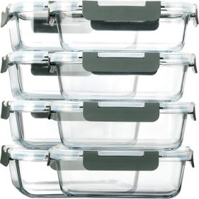 [8-Pack,30 oz]Glass Meal Prep Containers,Glass Food Storage Containers,Airtight lunch Containers with Lids, Microwave, Oven, Freezer and Dishwash