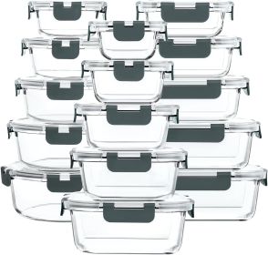30 Pieces Glass Food Storage Containers with Snap Locking Lids,Glass Meal Prep Containers Set - Airtight Lunch Containers, Microwave, Oven