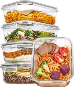 5 Pack 35oz Glass Food Storage Containers with Lids, Meal Prep Containers, Airtight Reusable Lunch Container Set, Safe for Oven, Microwave, Freez