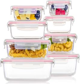 8 Pack Glass Food Storage Containers with Airtight Lids, Glass Meal Prep Containers, Lunch Containers for Microwave, Oven, Freezer and Dishwasher