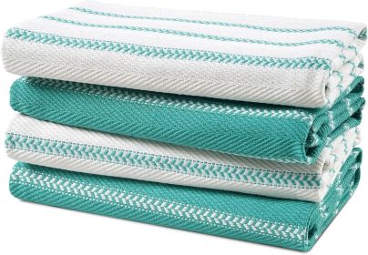 Kitchen Towels Set - Pack of 4 Cotton Dish Towels for Drying Dishes, 18'x 28', Absorbent Tea Towels, Quick Drying Kitchen Towel Set - Peacock Blu