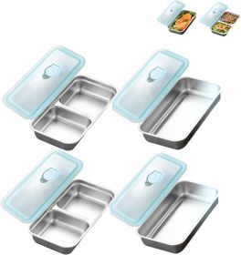 Stainless Steel Snack Containers with Lids Meal Prep Food Storage Container Lunch Box Multi Compartment Reusable Leak-Proof Design for Travel,Sna