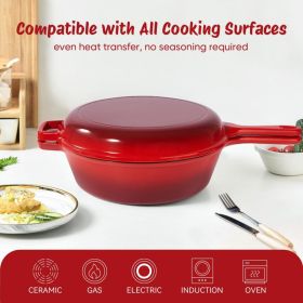 A Cast-iron Soup Pot With A Lid Safe, Reliable, And Designed To Preserve Nutrients When Stewing Bones Or Making Soup. (Option: Red)