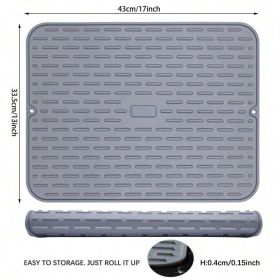 Versatile Silicone Drying Mat Heat Trivet, Multi Use Countertop Pad For Dish Draining, Sink Protection Hot Pot Placement. (Option: XT L Gray)