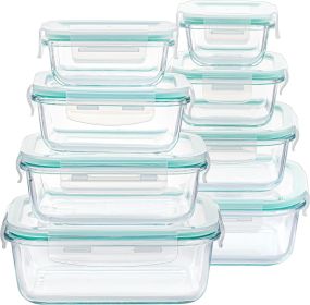 8 Pack Glass Food Storage Containers with Airtight Lids, Glass Meal Prep Containers, Lunch Office Meal for Microwave, Oven, Freezer and Dishwashe (Pack Size: 1 Pack)