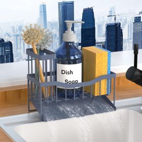 Sink Caddy Sponge Holder for Kitchen with Brush Holder and Stainless Steel Self Drain Tray, Rustproof Kitchen Sink Organizer for Sponge (Finish Type: Painted)
